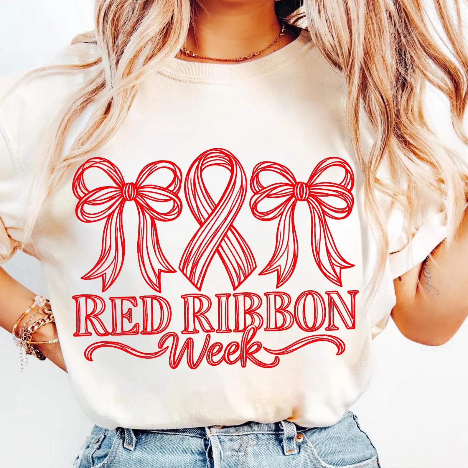 Red Ribbon Week Bows T-Shirt | Boujee Babe Tees Co